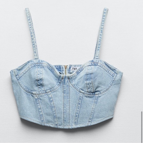 Zara Tops - Zara Denim Corset crop Top size small